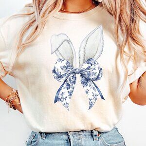 Coquette Bunny Bow T-Shirt, Easter Day Shirt